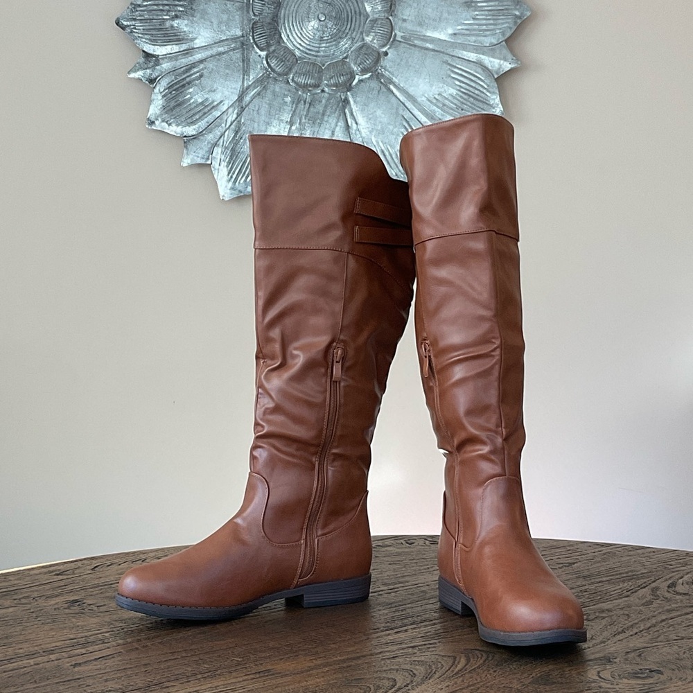 Journee Collection Brown Over the Knee Boots